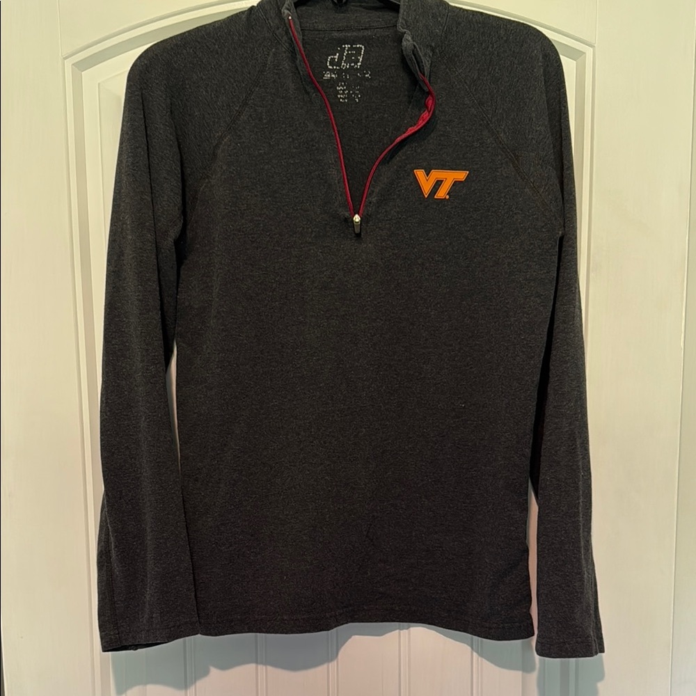 Virginia Tech Charcoal Quarter-Zip Pullover with Red Trim
